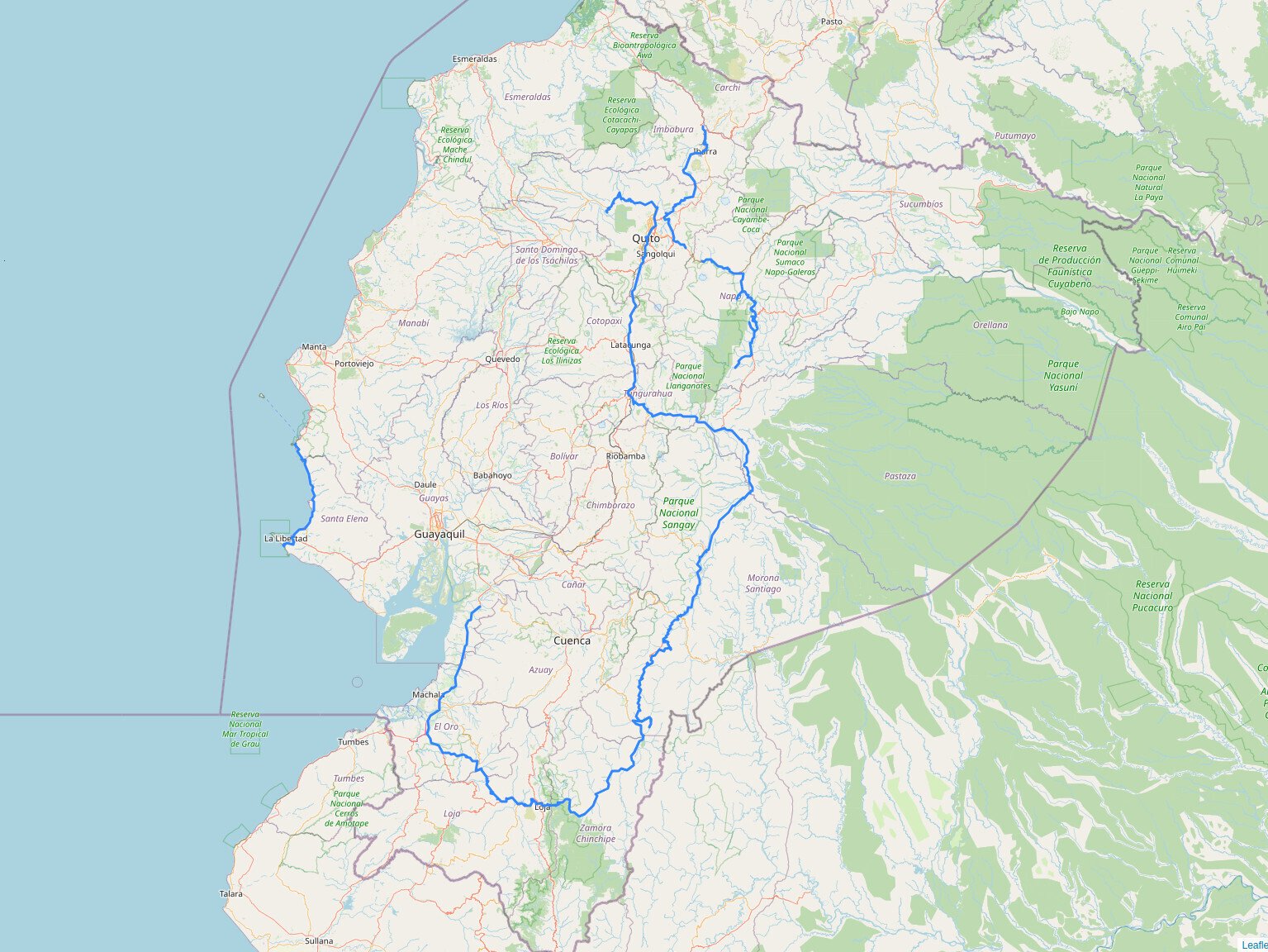 Screenshot of a map showing blue-highlighted roads